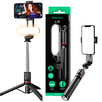 Palo Selfie L15 con Luz LED Extensible 1140mm con Control